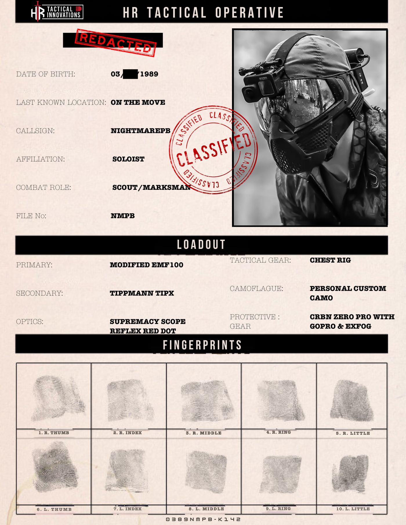 NightmarePB Magfed Paintball Operative Dossier – Marksman & Content Creator | EMF100 & TiPX Loadout | Tactical Paintball Profile