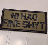 ASOS - NI HAO FINE SHYT - 2x4 Patch - Olive Drab w/Black