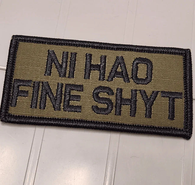 ASOS - NI HAO FINE SHYT - 2x4 Patch - Olive Drab w/Black