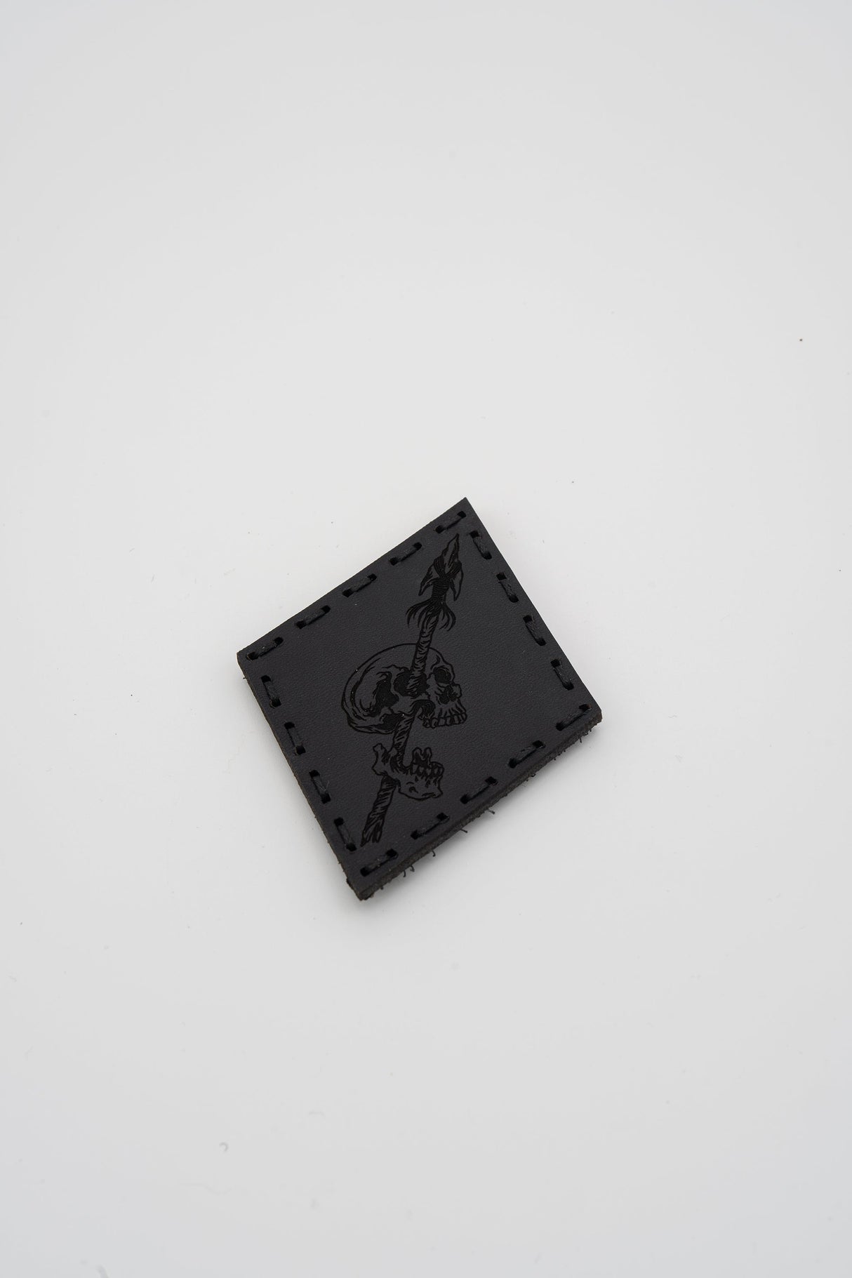 Pierced Leather Patch in Black Dye / Black Thread, alternate view 3
