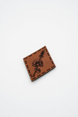 Pierced Leather Patch in Light Brown Dye / Black Thread, alternate view 4