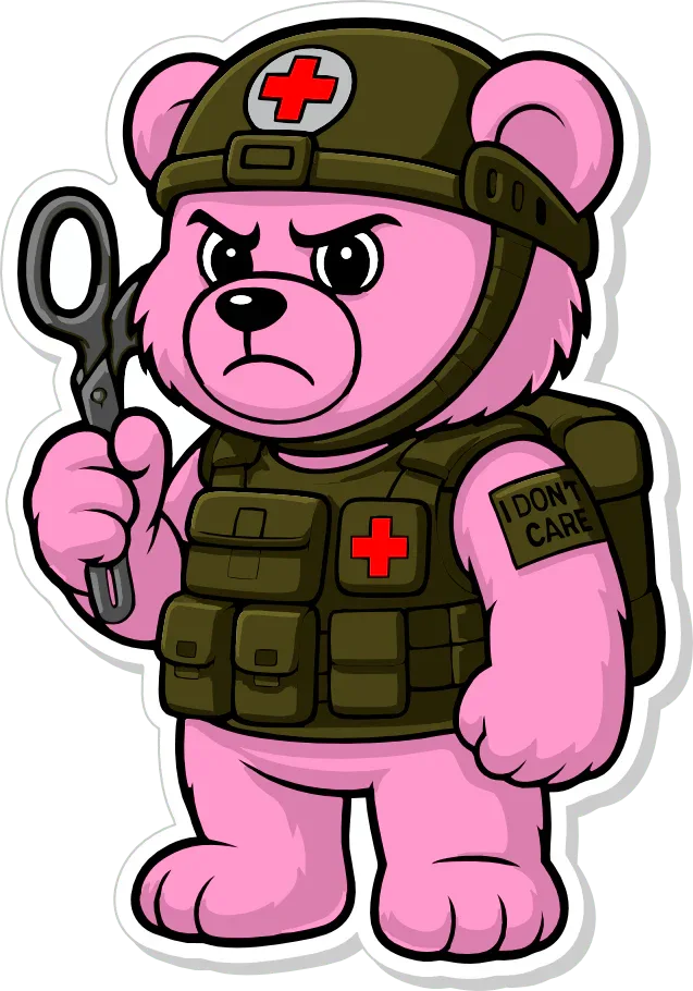 Dead Inside Bear - IDFC BEARS - 3.75" Sticker - Pink, alternate view 2