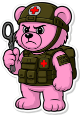 Dead Inside Bear - IDFC BEARS - 3.75" Sticker - Pink, alternate view 2