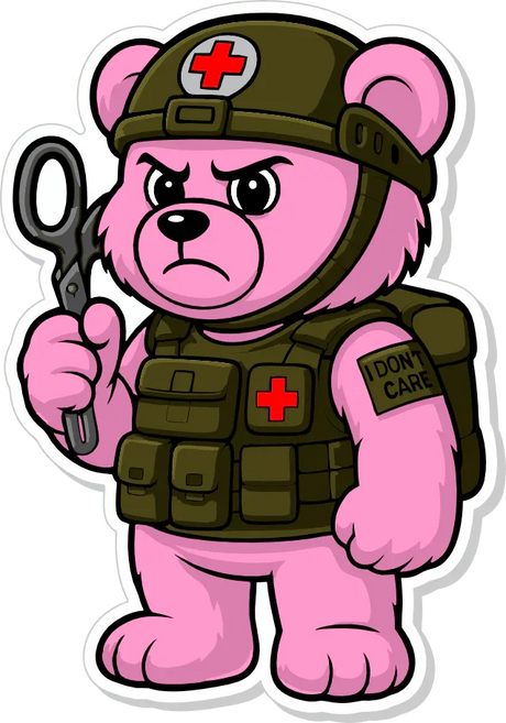 Dead Inside Bear - IDFC BEARS - 3.75" Sticker - Pink, alternate view 2