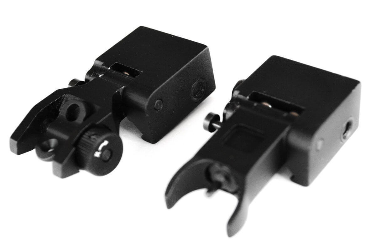 Pro Series AR 15 Flip-Up Backup Iron Sights (BUIS) – Front & Rear Set – Same Plane – IS-09 - HR Tactical Innovations