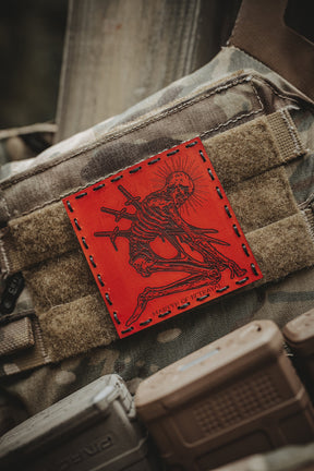 Martyr of Betrayal Leather Patch in Walnut Dye / Brown Thread