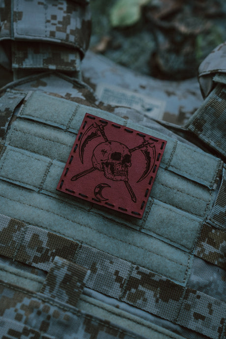 Midnight Reaper Leather Patch in Walnut Dye / Brown Thread