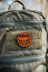 Slay Commies Censored No Sew Leather Patch in Walnut, alternate view 3