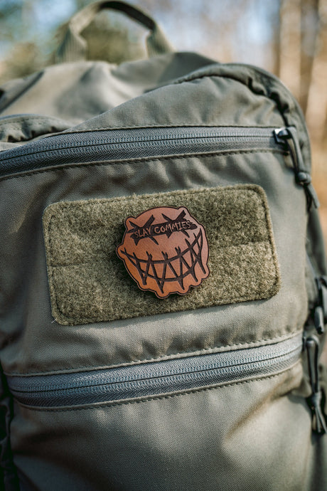 Slay Commies Censored No Sew Leather Patch in Black