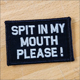 Tactical Gear Junkie Spit In My Mouth 2x3 Patch in Black w/Red, alternate view 4
