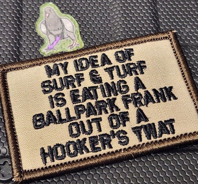 ASOS - My Idea of Surf & Turf... Hooker's Twat - 2x3 Patch - Coyote w/Black