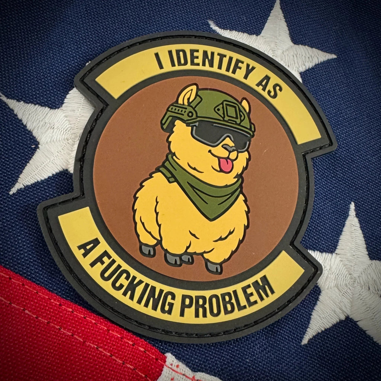 Tactical Llama - I Identify As a Fucking Problem - OCP 3.5" PVC Patch, alternate view 2