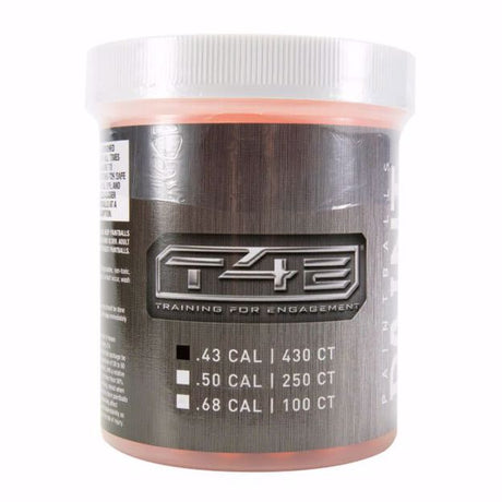 T4E .43 caliber orange paintballs 430-count jar front
