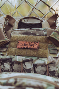 We the People Leather Patch – Light Brown Dye / Black Thread — alternate view 2
