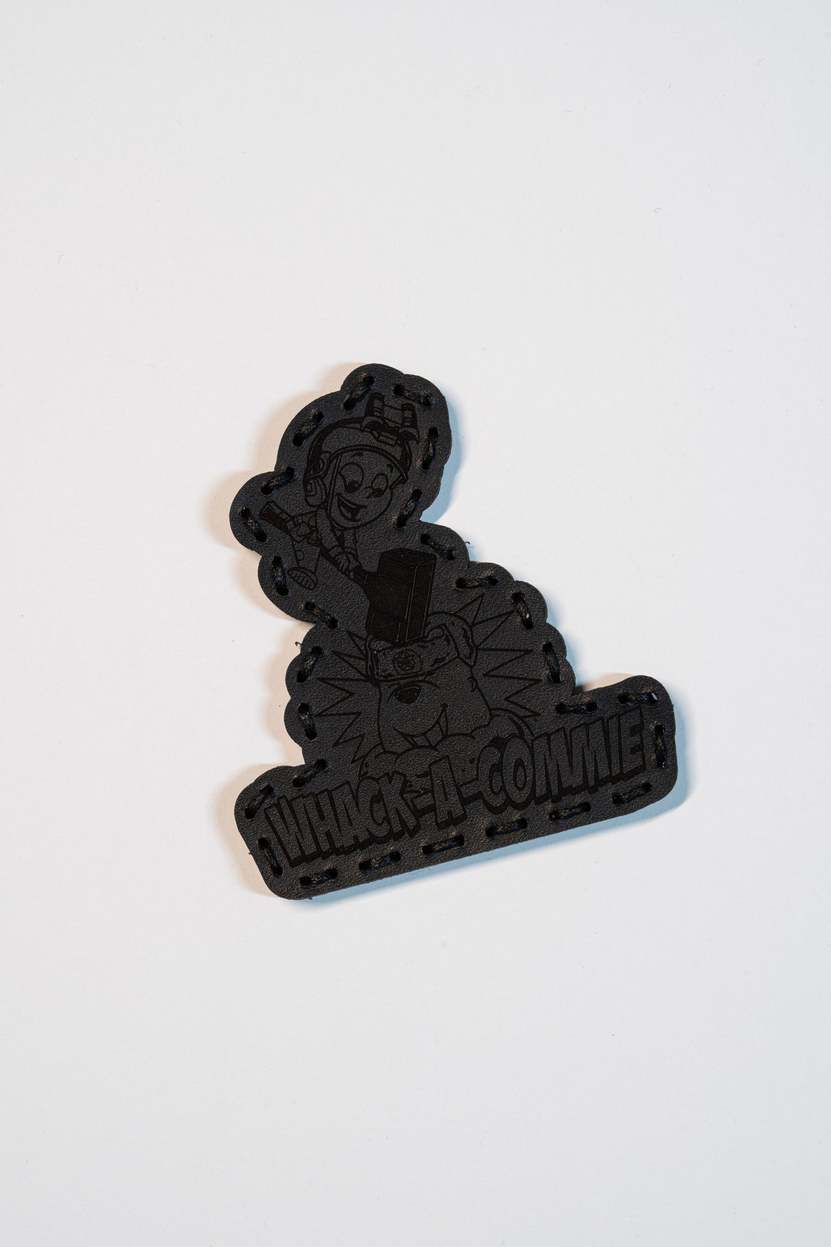 Comrade Crusher Leather Patch in Red Dye / Black Thread, alternate view 2