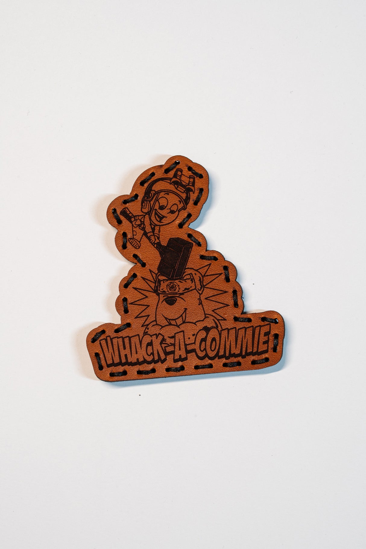 Comrade Crusher Leather Patch in Light Brown Dye / Black Thread, alternate view 4
