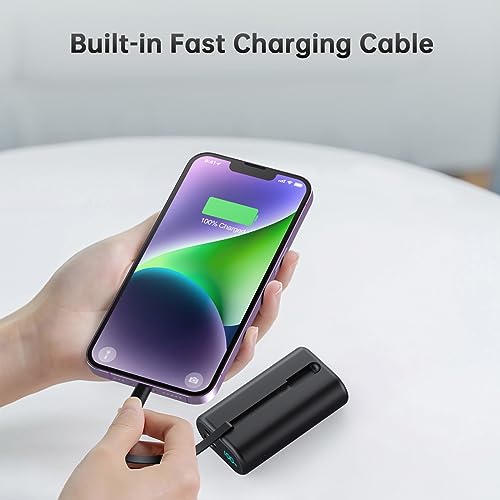 Portable Charger 10800mAh Ultra-Compact 15W PD Fast Charging Power Bank ,LCD Display Battery Pack with Built-in-Cable - HR Tactical Innovations