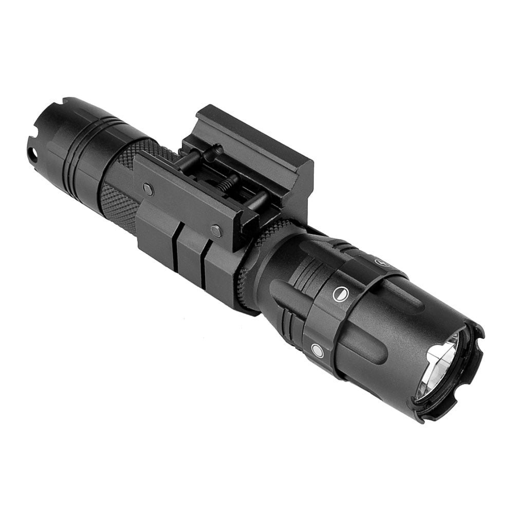 VISM Pro Series Mod 2 Flashlight w/ Rail Mount, 500 Lumens, High-Low-Strobe Modes, Pocket/Hat Clip, Uses 2 CR123A Batteries or 1 Button Top 18650 Rechargeable Battery, Black - HR Tactical Innovations