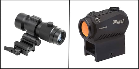 RDS Combos: NcStar 3X Magnifier & Flip To Side QR Mount + Sig Sauer Romeo5 1x20mm Red Dot Sight W/ Riser - HR Tactical Innovations