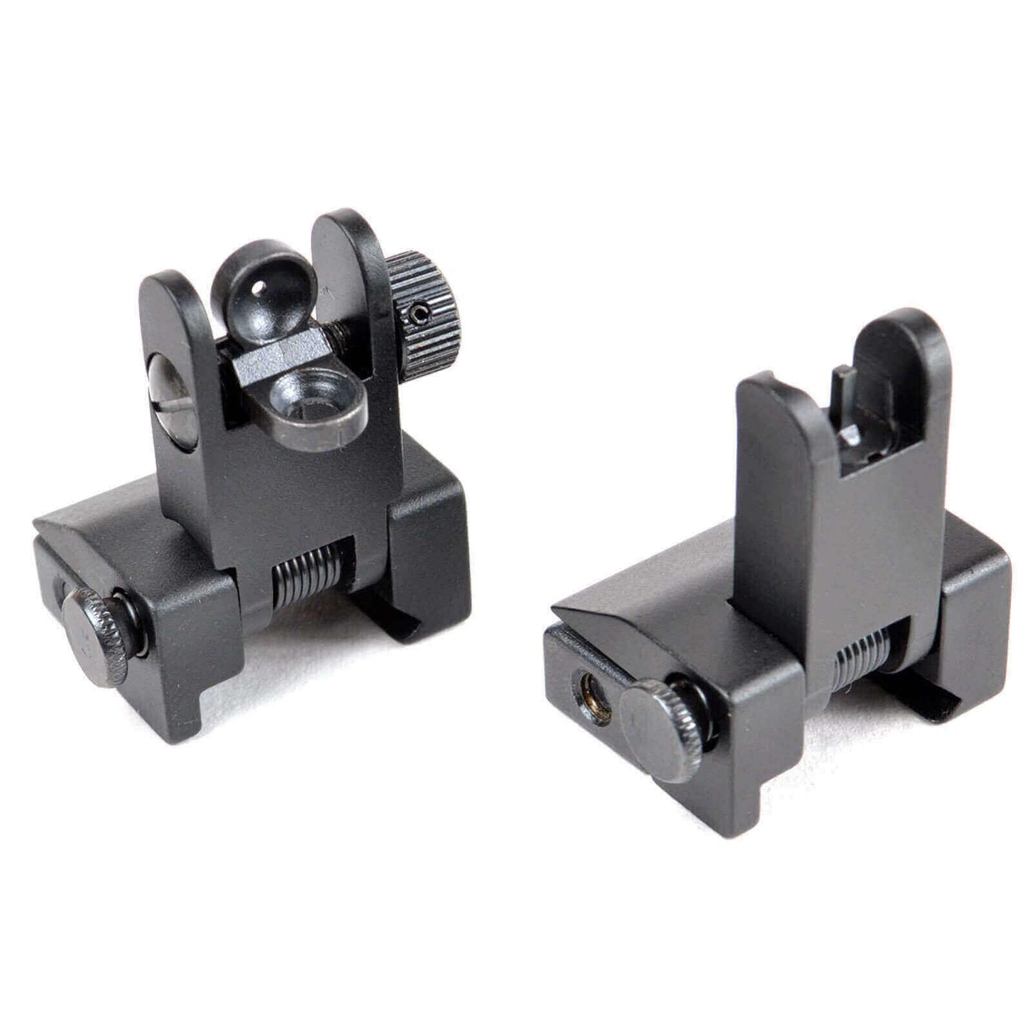Flip-Up Spring-Assisted AR 15 Backup Iron Sights – Front & Rear Set – Same Plane