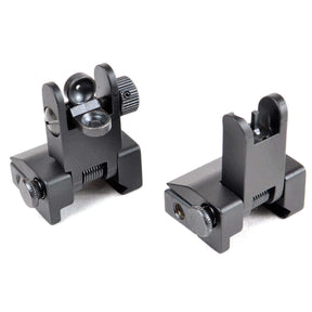 Flip-Up Spring-Assisted AR 15 Backup Iron Sights – Front & Rear Set – Same Plane